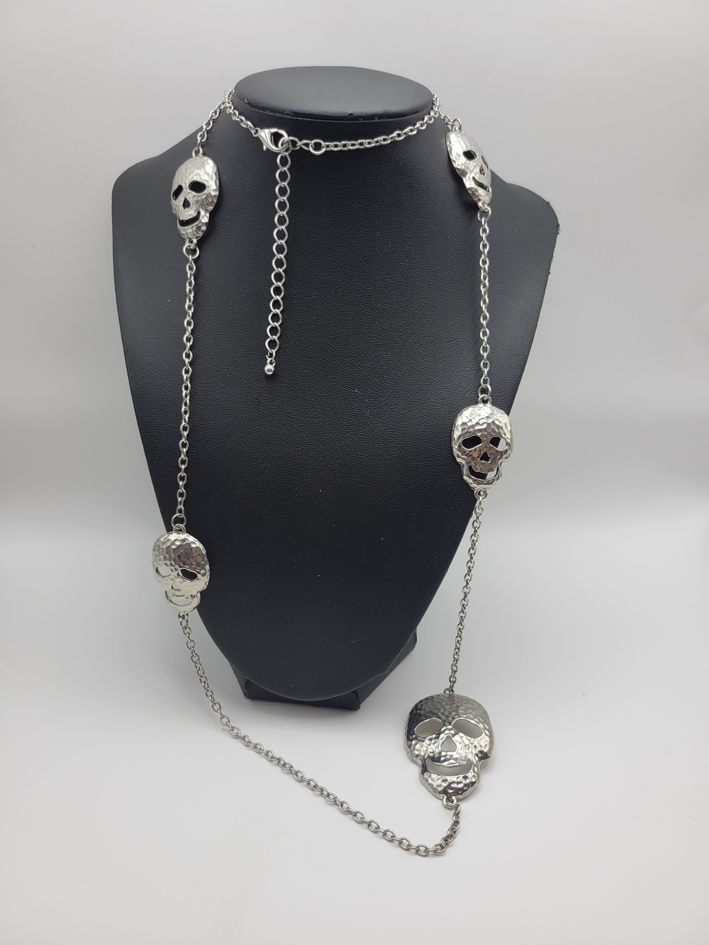 Silver Skull Long Necklace - Women Jewelry